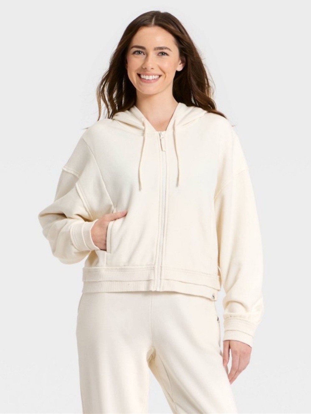 JoyLab™ Women's French Terry Full Zip Hoodie
Sweatshirt - Cream XL